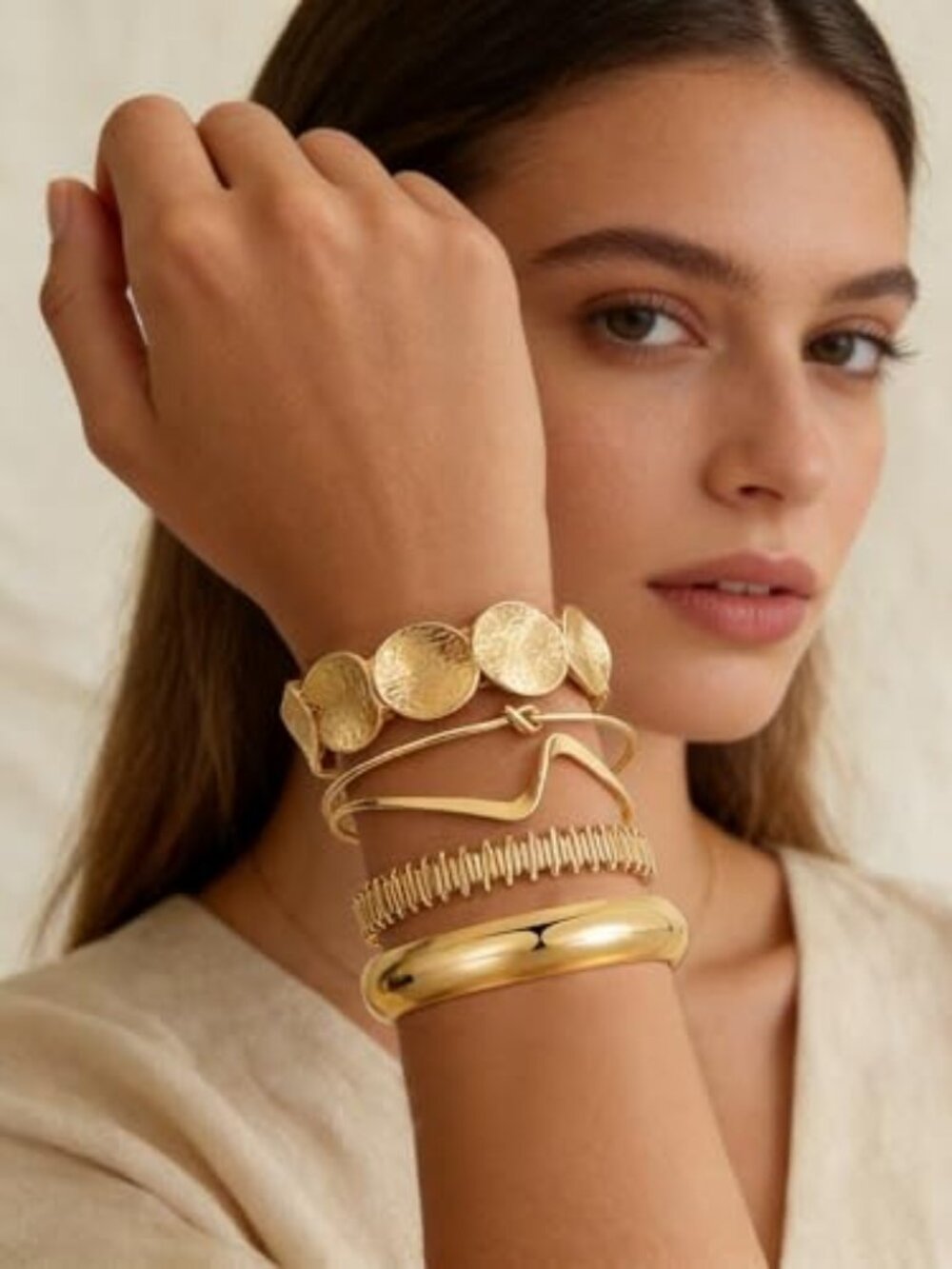 Golden Bangles for‎ Women, Adjustable Bangle Bracelets